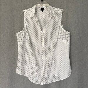 TALBOTS Anchor Wrinkle Resistant Cotton Blend Sleeveless Tailored Shirt